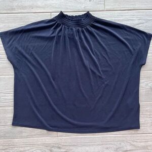 Joie Womens Blue Pullover Dolman‎ Short Sleeve Smocked High Neck Top Size XS